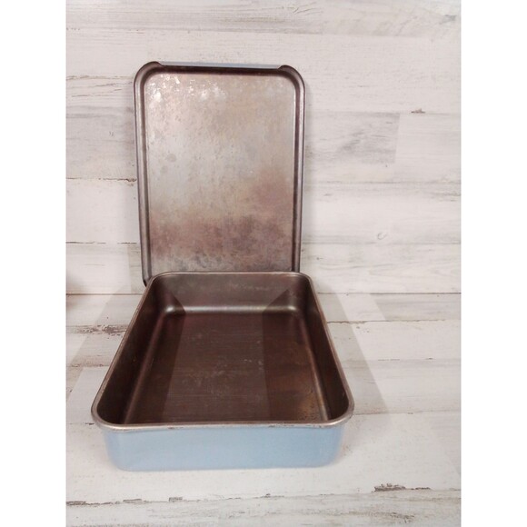 Vintage Blue Duck Mirro Aluminum Cake Pan Card Scratched Finish Missing - Picture 9 of 16